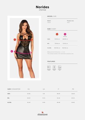 Стильна сорочка з трусиками Obsessive Norides chemise & thong, розмір XS/S зображення