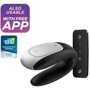 Смарт-вібратор для пар з пультом ДУ Satisfyer Double Fun Black (ширина 3 см) зображення