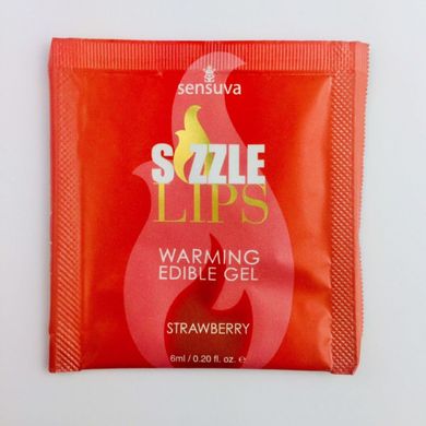 Пробник їстівного зігріваючого масажного гелю Sensuva Sizzle Lips Strawberry, полуниця (6 мл) зображення