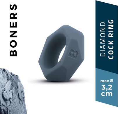 Ерекційне кільце Boners Diamond Cock Ring Grey (діаметр 3,2 см) зображення