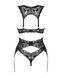 Комплект білизни: бюстгальтер, стрінги, пояс для панчіх Obsessive Donna Dream 3-pcs set Black, розмір XS/S картинка 4