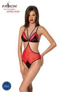 Напівпрозоре боді з мереживом Passion PEONIA BODY red, розмір L/XL  зображення