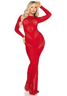 Спокуслива сукня Leg Avenue Lace and Net Bodycon Gown One Size, Red зображення