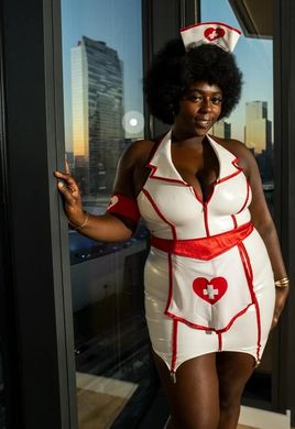 Рольовий костюм медсестри Leg Avenue Vinyl ER Hottie White/Red, розмір XS зображення