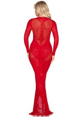 Спокуслива сукня Leg Avenue Lace and Net Bodycon Gown One Size, Red зображення
