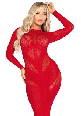Спокуслива сукня Leg Avenue Lace and Net Bodycon Gown One Size, Red зображення