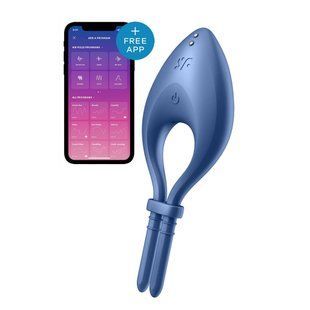 Ерекційне смарт віброкільце - ласо з регулюванням розміру Satisfyer Bullseye Blue зображення