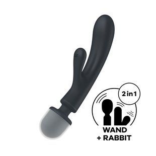 Вібратор-кролик та вібромасажер 2-в-1 Satisfyer Triple Lover Grey (діаметр 3,5 см) зображення