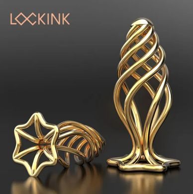 Металлическая анальная пробка LOCKINK SEVANDA Hollow Spiral Golden Metal Anal Plug, размер S (диаметр 2,6 см) картинка