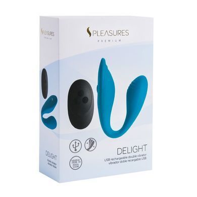 Двойной вибратор с пультом ДУ S Pleasures Premium Delight, бирюзовый (диаметр 2,2 см) картинка