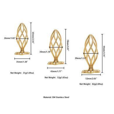Металлическая анальная пробка LOCKINK SEVANDA Hollow Spiral Golden Metal Anal Plug, размер S (диаметр 2,6 см) картинка
