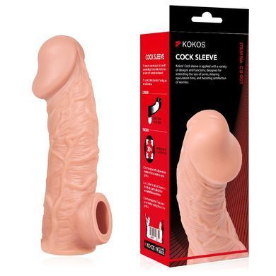 Насадка на член с отверстием для мошонки Kokos Cock Sleeve CS 001, размер L картинка