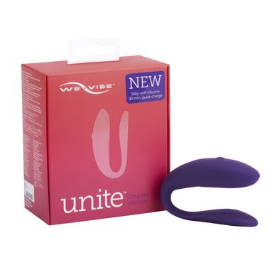 Недорогий вібратор для пар з пультом ДК We-Vibe Unite Purple (ширина 2,2 см) зображення