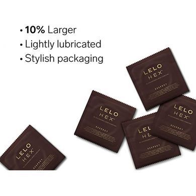 Презервативы тонкие и суперпрочные LELO HEX Condoms Respect, размер XL (12 шт, увеличенный размер) картинка