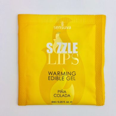 Пробник съедобного согревающего массажного геля Sensuva Sizzle Lips Pina Colada, Пина Колада (6 мл) картинка