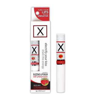 Стимулюючий бальзам для губ унісекс з феромонами Sensuva X on the Lips Strawberry (2г) зображення