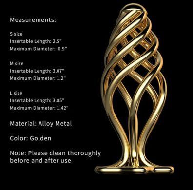 Металлическая анальная пробка LOCKINK SEVANDA Hollow Spiral Golden Metal Anal Plug, размер S (диаметр 2,6 см) картинка