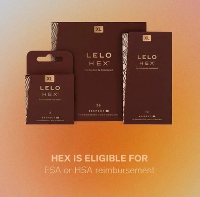 Презервативы тонкие и суперпрочные LELO HEX Condoms Respect, размер XL (12 шт, увеличенный размер) картинка