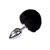 Металлическая анальная пробка Кроличий хвостик Alive Fluffly Plug Black, размер L  картинка