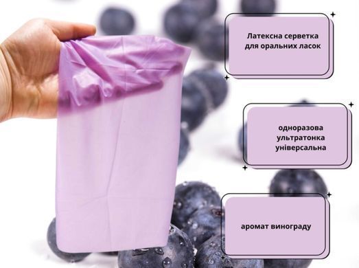 Латексна серветка для оральних пестощів Satin Dams Grape (1 шт) зображення