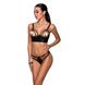 Комплект з еко-шкіри з люверсами та ремінцями: бра та трусики Passion Malwia Bikini black, розмір S/M картинка 1