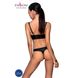 Комплект з еко-шкіри з люверсами та ремінцями: бра та трусики Passion Malwia Bikini black, розмір S/M картинка 2