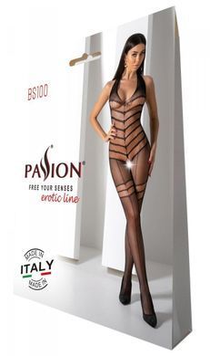 Бодістокінг з плетінням на животику та доступом Passion BS100 One Size, black зображення