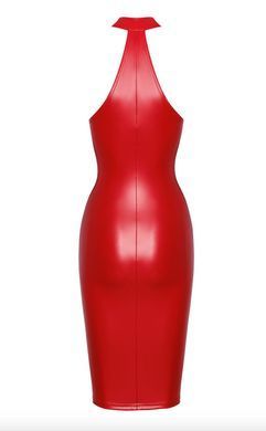 Платье-карандаш с халтером на молнии Noir Handmade F354 Red powerwetlook dress, размер S картинка