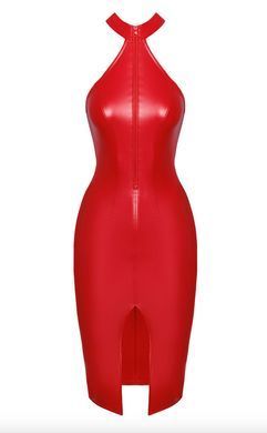 Платье-карандаш с халтером на молнии Noir Handmade F354 Red powerwetlook dress, размер S картинка