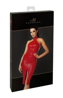 Платье-карандаш с халтером на молнии Noir Handmade F354 Red powerwetlook dress, размер S картинка