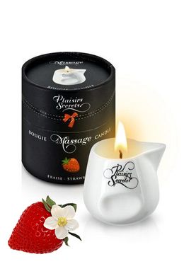 Масажна свічка в керамічному посуді Plaisirs Secrets Strawberry полуниця (80 мл) зображення