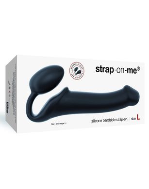 Безременевий страпон регульований Strap-On-Me Black, розмір L (діаметр 3,7 см) зображення
