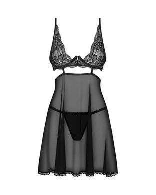 Сорочка у стилі бебі-дол та трусики Obsessive Nutris babydoll & thong, розмір XS/S зображення
