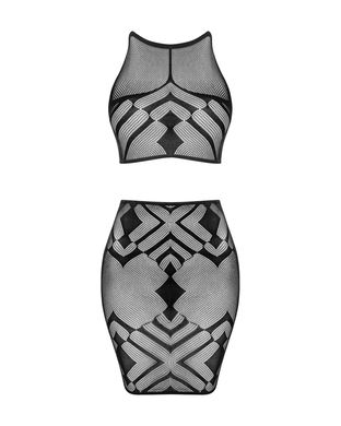 Еротичний напівпрозорий комплект: топ, спідниця Obsessive K101 top & skirt, розмір S/M/L зображення