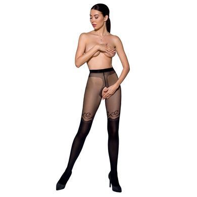 Колготки с открытым доступом и двойной плотностью Passion TIOPEN 012 black, размер 1/2 (20/40 den) картинка