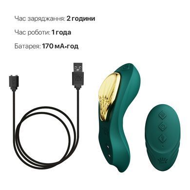 Смартвібратор в трусики з насадкою та пультом ДУ Zalo AYA Turquoise Green (діаметр насадки 2 см) зображення