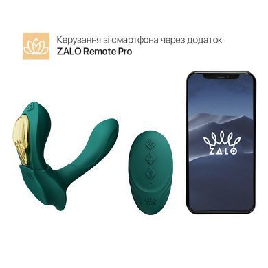 Смартвібратор в трусики з насадкою та пультом ДУ Zalo AYA Turquoise Green (діаметр насадки 2 см) зображення