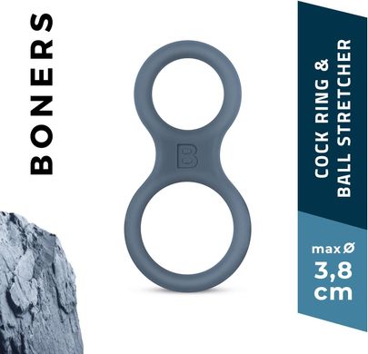 Подвійне ерекційне кільце Boners Classic Cock & Ball Ring Grey (діаметр 3 см і 3,8 см) зображення