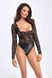 Боді з мереживним верхом Noir Handmade F296 Psyche bodysuit of lace and wetlook, розмір S картинка 6