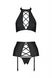 Комплект із еко-шкіри: топ, трусики, пояс для панчох Passion Nancy Set black, розмір 4XL/5XL картинка 3