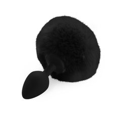 Анальная пробка с черным хвостиком Art of Sex Silicone Bunny Tails Butt plug, размер М (диаметр 3,5 см, силикон) картинка