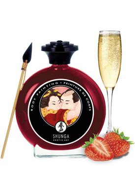 Фарба для тіла їстівна Shunga BODYPAINTING Sparkling Strawberry Wine, полуниця в шампанському (100 мл) зображення