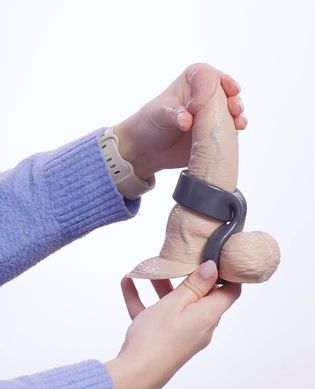 Подвійне широке ерекційне кільце Boners Cock Ring And Ball Stretcher Grey (діаметр 2,2 см) зображення