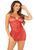 Рубашка с завязками на шее Leg Avenue Mini Heart Trimmmed Net Chemise One Size, Red картинка
