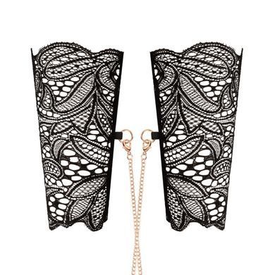 Мереживні наручники та нашийник з ланцюжками Rosy Gold Lace Cuffs and Collar Black зображення