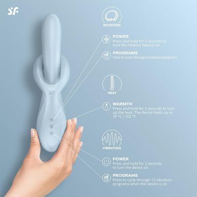 Вібратор з ротацією та підігрівом Satisfyer Heat Flex 4 Blue (діаметр 3,4 см) зображення