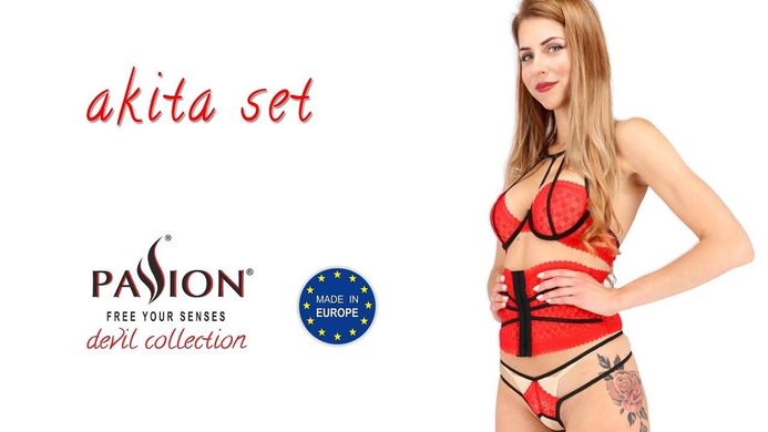 Еротичний комплект Passion Exclusive AKITA SET red L/XL зображення