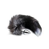 Фото Металлическая анальная пробка Лисий хвост Alive Black And White Fox Tail, размер S (диаметр 2,9 см)