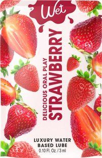 Пробник їстівного лубриканту на водній основі без цукру Wet Oral Play Strawberry (3 мл) зображення