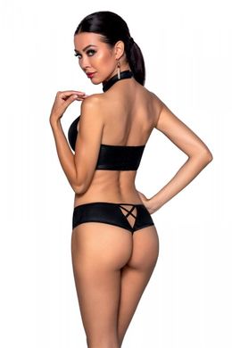 Комплект з еко-шкіри: бра + трусики Passion Nancy Bikini black, розмір L/XL зображення